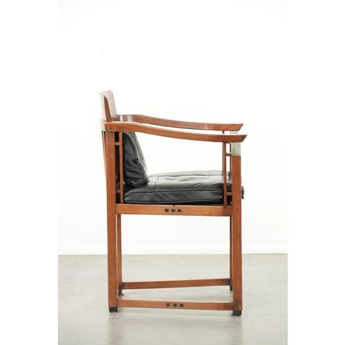 Art Deco Desk Chair in Black Leather For Sale - Image 3 of 16