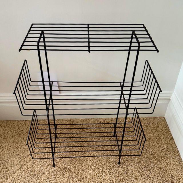 Ebony 1960s Wrought Iron Three-Tier Shelf or Etagere, After Tony Paul For Sale - Image 8 of 11