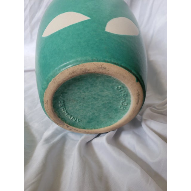 Ceramic Vintage West German Modernist Green Matte Finish Vase For Sale - Image 7 of 11