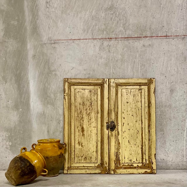 Beautiful original patina on this small double cupboard door. Cleaned, treated, and waxed, it is in very good condition....