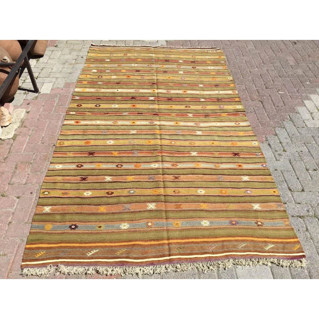 Vintage Turkish Kilim Rug - 63" X 109" For Sale - Image 11 of 11