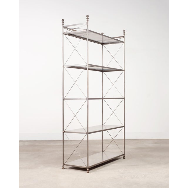 Neoclassical French Neoclassical Style Five Tier Steel Étagère Shelves For Sale - Image 3 of 17