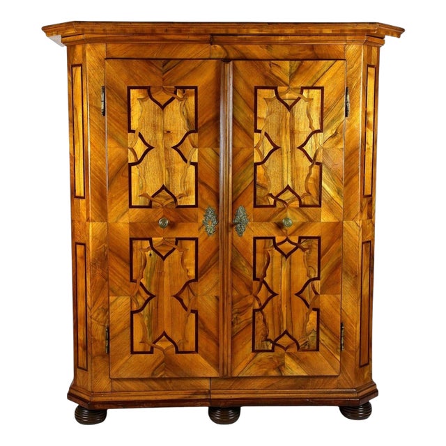 Baroque Cabinet with Inlay Works in Nutwood, Plum and Oak, 1780s For Sale