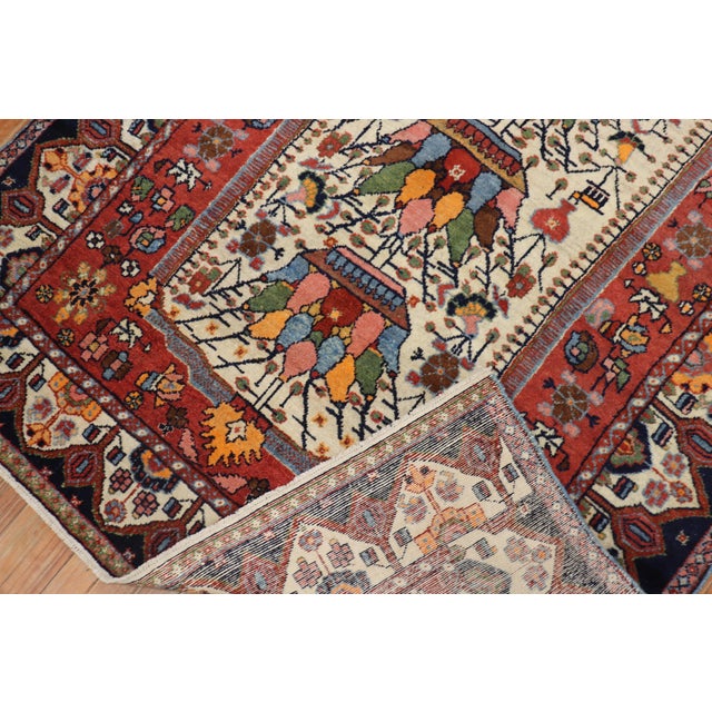 Maroon 1940s Persian Bakhtiari Rug - 4'6" x 6'5" For Sale - Image 8 of 18