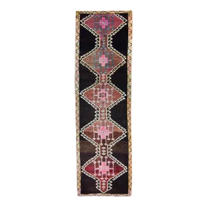 House of Séance - 1960s Vintage Oushak Arrow Medallion Wool Hand-Knotted Runner - 4’2” X 13’11”