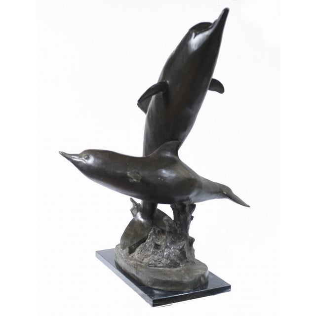 Vintage Bronze Dolphin Statue For Sale - Image 11 of 14