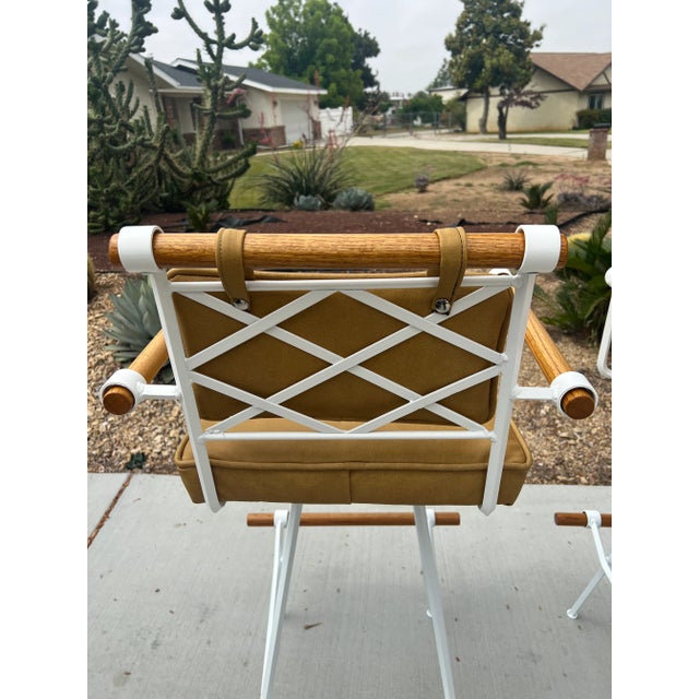 Wood 1960s Vintage Mid Century Modern Inca Attributed to Cleo Baldon Swivel Wrought Iron Oak Barstools - Set of 2 For Sale - Image 7 of 13