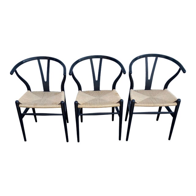 2008 Set of 3 Hans Wegner Wishbone Chairs for Carl Hansen and Son For Sale