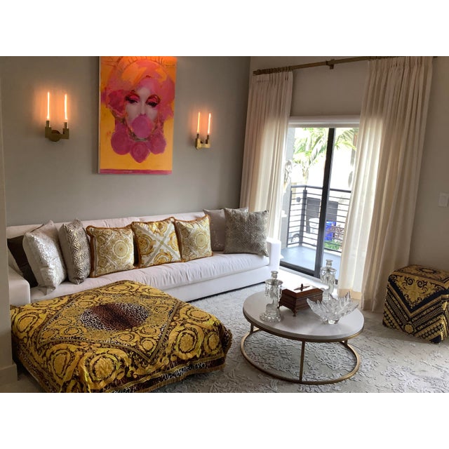 Alterier Versace Custom Made Barocco Animal Print Velvet Throw - 55”55” For Sale In New York - Image 6 of 13