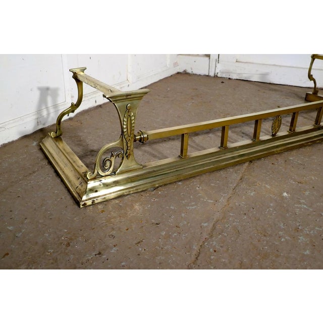 Large Victorian Art Nouveau Brass Fender, 1880s For Sale - Image 3 of 7