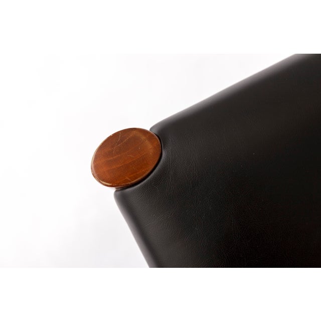 Vintage German Dining Chairs in Beech and Black Faux Leather attributed to Lübke, 1970s, Set of 6 For Sale - Image 9 of 11