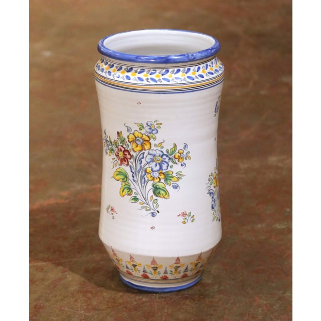 Mid 20th Century Mid-Century Spanish Talavera Pottery Umbrella Stand With Alava Crest For Sale - Image 5 of 10
