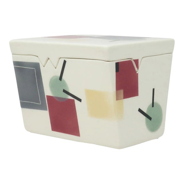 Postmodern Ceramic Box by Rita Duvall (1987) For Sale
