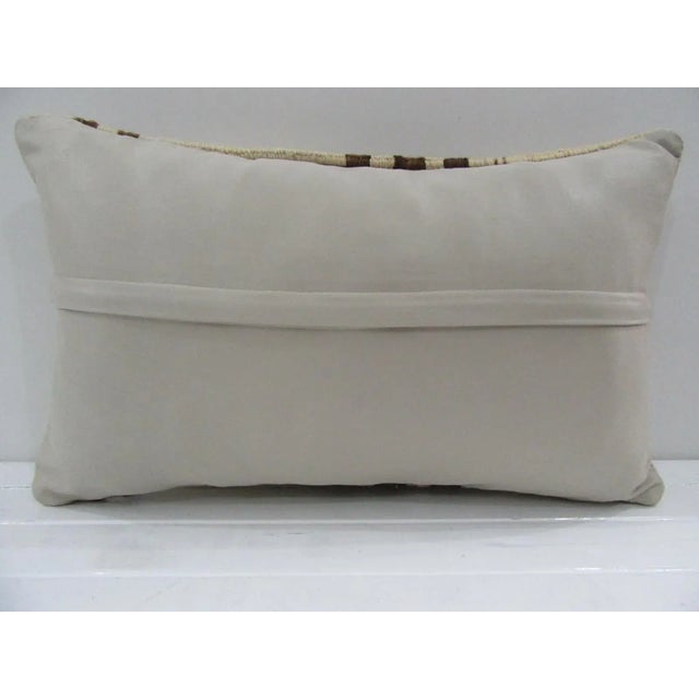Contemporary Handmade Brown Striped Natural Turkish Kilim Pillow Cover For Sale - Image 3 of 4