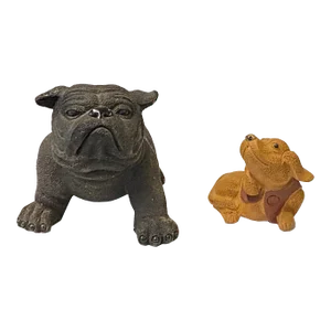 Set of 2 Small Ceramic Animal Figure Display Art