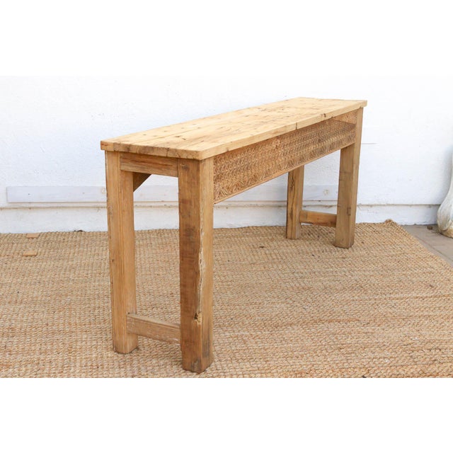Tan Antique Rajasthani Carved Beam Console Table For Sale - Image 8 of 11