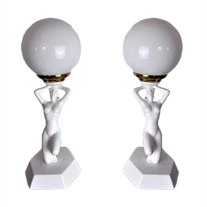 Nude Woman Ball Lamps by Onices Eth, 1980s, Set of 2