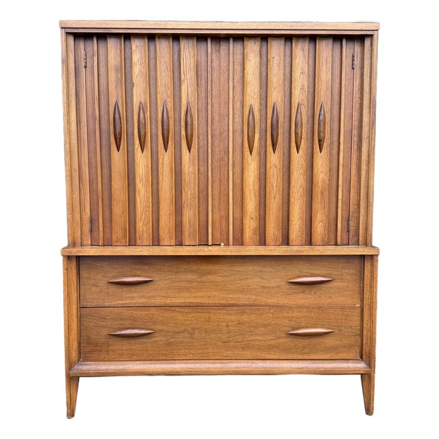 Thomasville Rosewood and Walnut Tall Dresser Chest Mid Century Modern For Sale