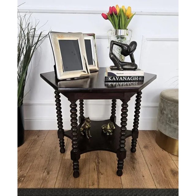 Antique Italian Hexagonal Walnut Coffee Table, 1890s For Sale - Image 3 of 9