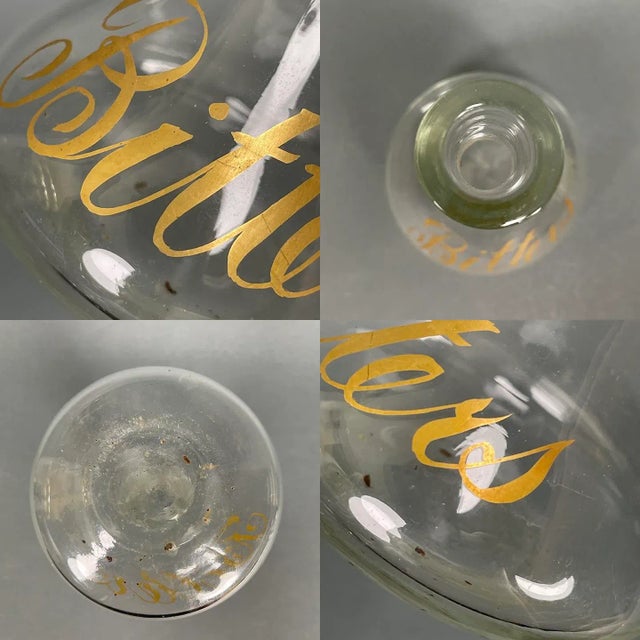 1960s Mid-Century Modern Gilded Glass Barware Bitters Decanter Bottles- a Pair For Sale - Image 9 of 13