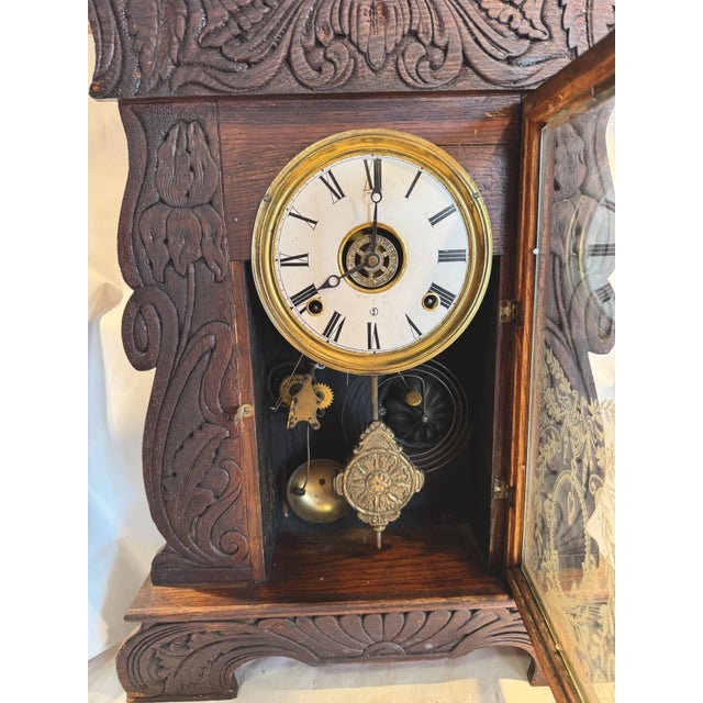 Late 19th Century Antique Gilbert Parlor Mantel Clock For Sale - Image 5 of 9