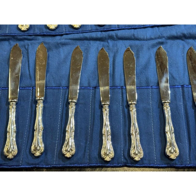 Silver-Plated Fish Knife and Fork Set by Mappin & Webb, Set of 24 For Sale - Image 3 of 4