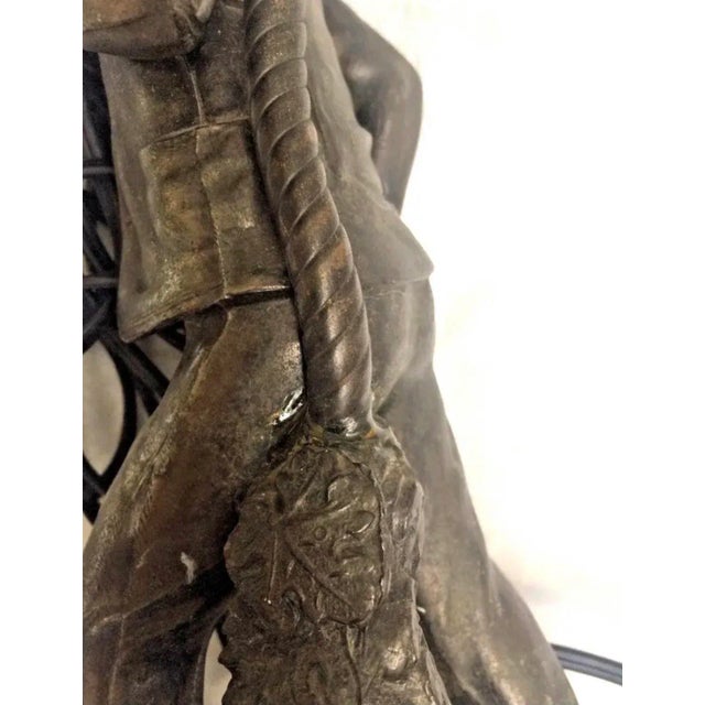 Silver 1910s Antique French Artist a De Ranieri Silver Plated Figural Boy Lamp For Sale - Image 8 of 10