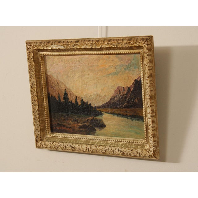 Continental School Mountain Landscape Oil Painting, Signed For Sale - Image 15 of 18