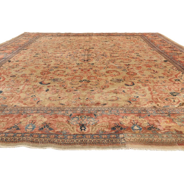Rustic Antique Persian Mahal Rug, 11'00 X 14'01 For Sale - Image 3 of 10