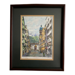 2002 Austrian Artist Josef Eidenberger “Altstadt” of Innsbruck, Austria, Signed Colored Etching