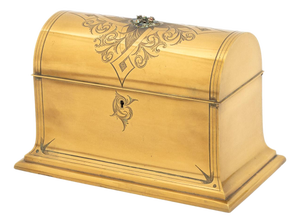 French Brass Domed Casket Jewelry Box