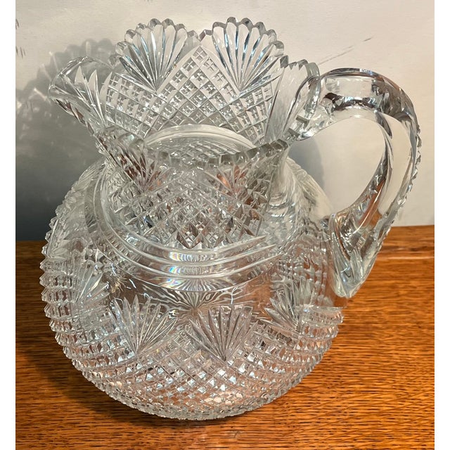 Antique Late 19th Century American Brilliant Glass Cut Crystal Water Pitcher for the Dining Table or Bar For Sale - Image 9 of 18