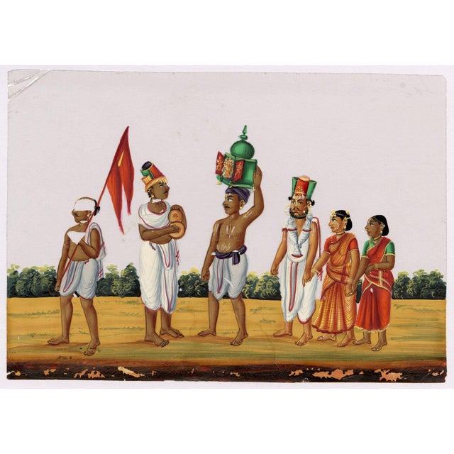 Indian Company School, a Vaishnava Procession, 1800s, Gouache on Paper For Sale - Image 5 of 9