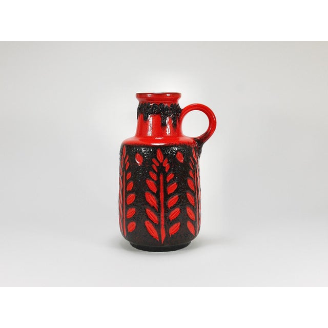 Tall Fat Lava Art Pottery Floor Vase attributed to Scheurich, Western Germany, 1970s For Sale - Image 3 of 17