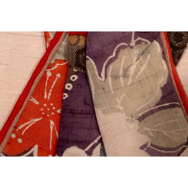 Antique Japanese Silk Brocade Oshie Art Geisha Puppet Dolls in Shadow Box Frame For Sale - Image 15 of 16