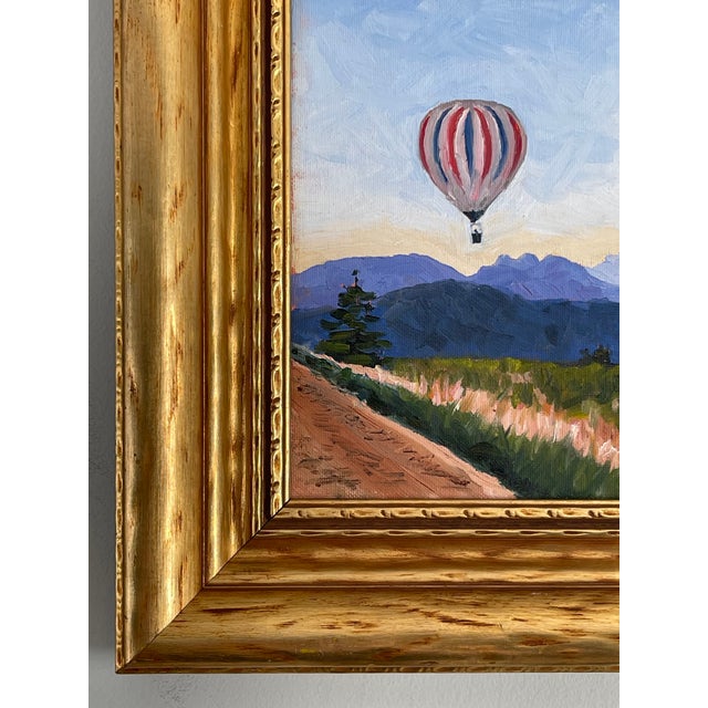 Contemporary Oil on Canvas Landscape With Hot Air Balloon, Signed & Framed For Sale In New York - Image 6 of 10