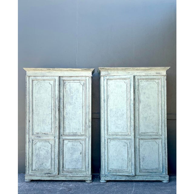 Vintage Monumental Patinated Belgian Armoire - A Pair For Sale - Image 12 of 13
