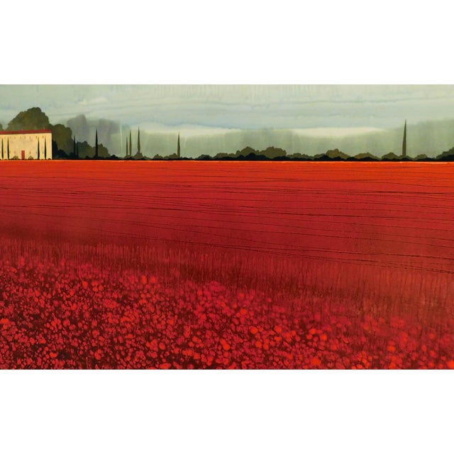 Impressionist Charon Original Oil on Canvas Custom Framed Hand Signed Red Landscape For Sale - Image 3 of 6