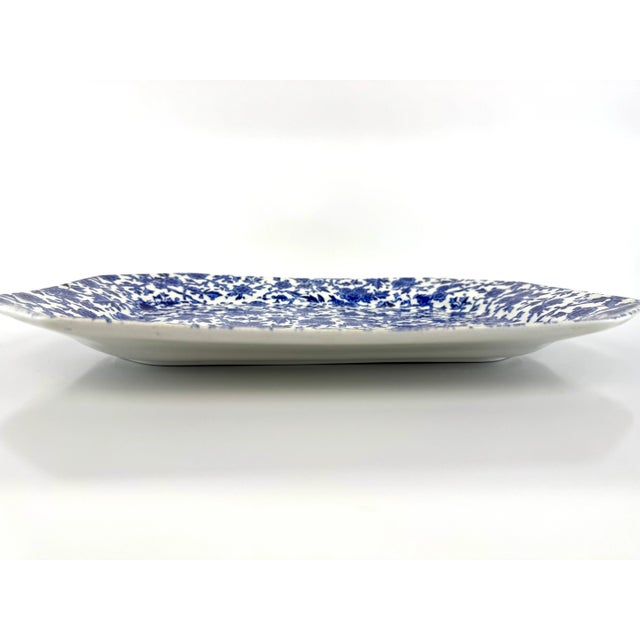 1980s Vintage Burleigh "Arden" Blue Floral Ironstone Octagonal Serving Platter For Sale - Image 5 of 11