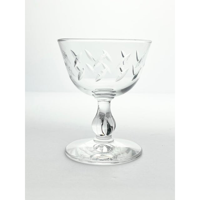 Libbey Glass Co. 1950s Libbey “Colonial Heritage” Coupe Champagne Glasses - Set of 7 For Sale - Image 4 of 5