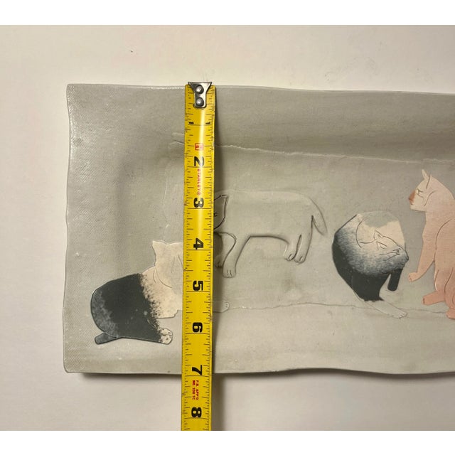 Vintage Kamrass Kiok Nyc Studio Pottery Tray With 5 Cats, Signed For Sale - Image 9 of 9