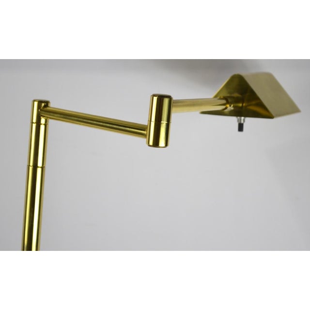 Mid-Century Modern Late 20th Century Brass Floor Lamps W Reticulated Swing Arms - a Pair For Sale - Image 3 of 7