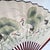 Vintage Large Chinoiserie Silk Wall Fan Heron Crane and Lotus Flower Wall Decor For Sale In New York - Image 6 of 12
