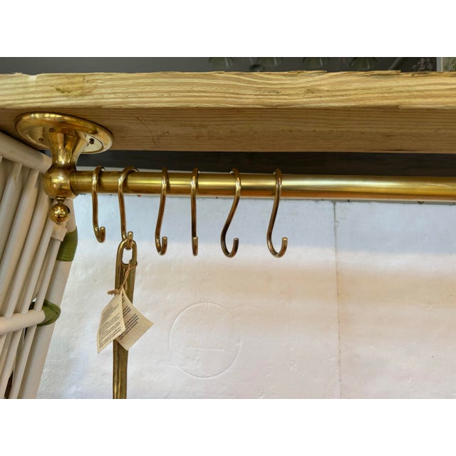 Metal Handcrafted Vintage Solid Brass Hanging Pot Rack For Sale - Image 7 of 12