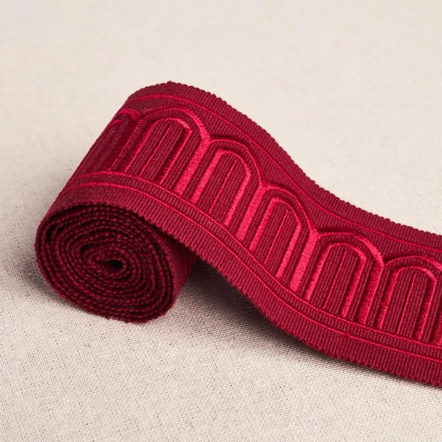 Not Yet Made - Made To Order Sample - Schumacher X Miles Redd Arches Embroidered Tape Medium in Red For Sale - Image 5 of 6