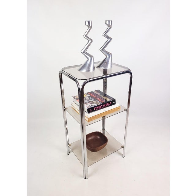 Vintage Chrome Shelving Unit with Glass Shelves, 1970s For Sale - Image 3 of 9