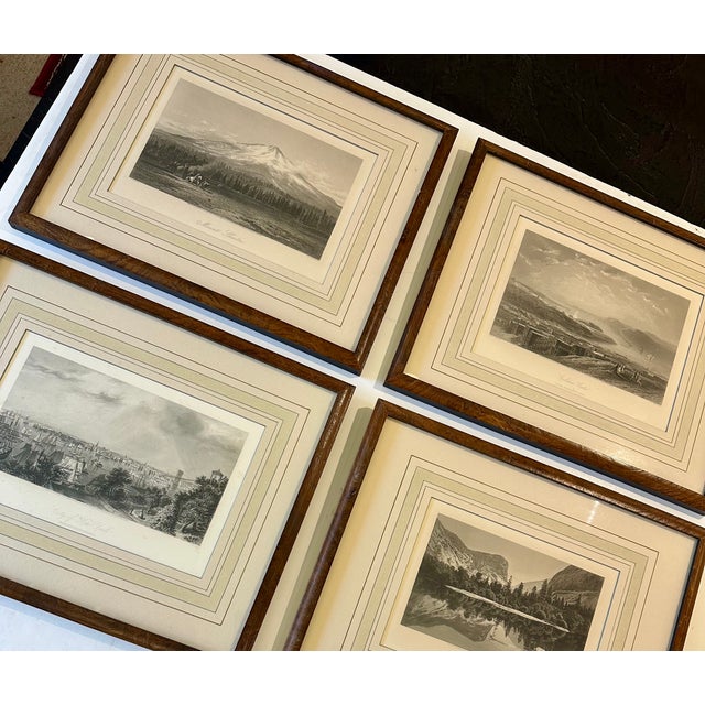 Set of 4 American Landscape Prints – New York, California & Yosemite, Framed (Picturesque America, 1872) For Sale - Image 6 of 7