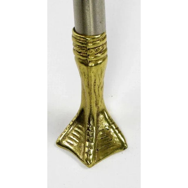 Brass Italian Nickel and Brass End Table With Swan Motif For Sale - Image 8 of 10
