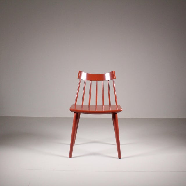 Vintage Scandinavian Red Chairs from Hagafors, Set of 4 For Sale - Image 9 of 13