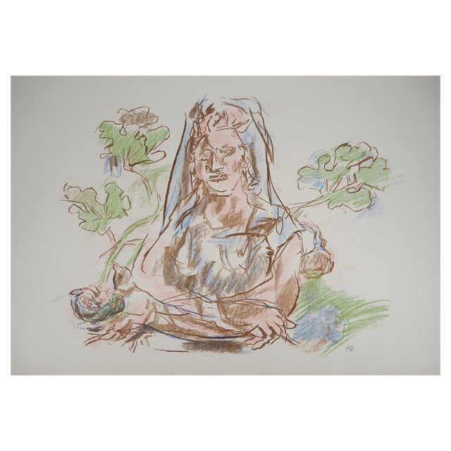 Oskar Kokoschka, Woman Holding a Nest, 1962, Original Lithograph For Sale